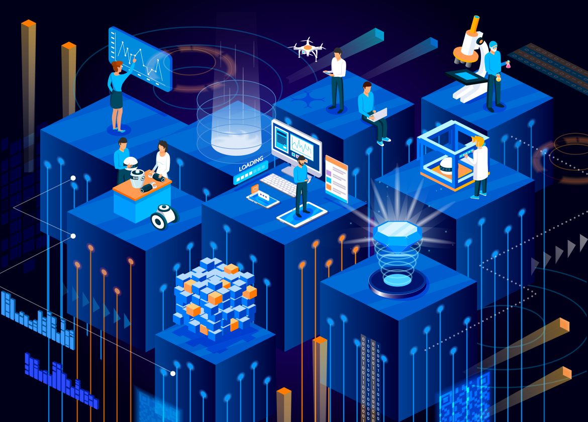 Digital technology of future isometric vector.