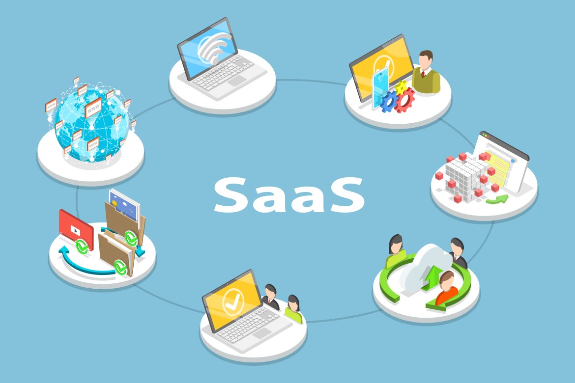 3D Isometric Flat Vector Conceptual Illustration of Software as a Service